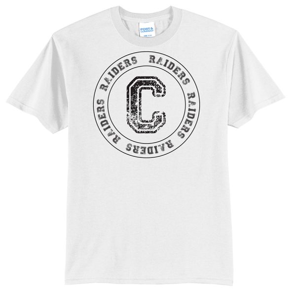 White C Raiders Circle Port and Company Core Blend Tee