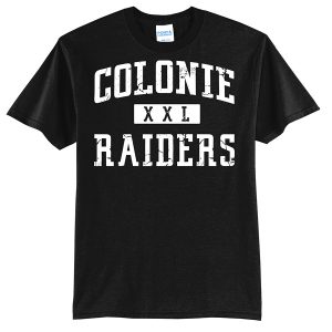 Black Colonie Raiders XXL Port and Company Youth Core Blend Tee