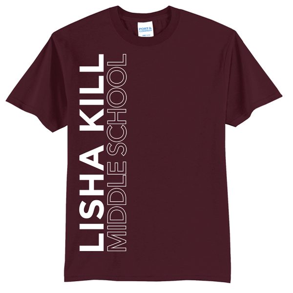 Maroon Lisha Kill (vertical) Port and Company Youth Core Blend Tee