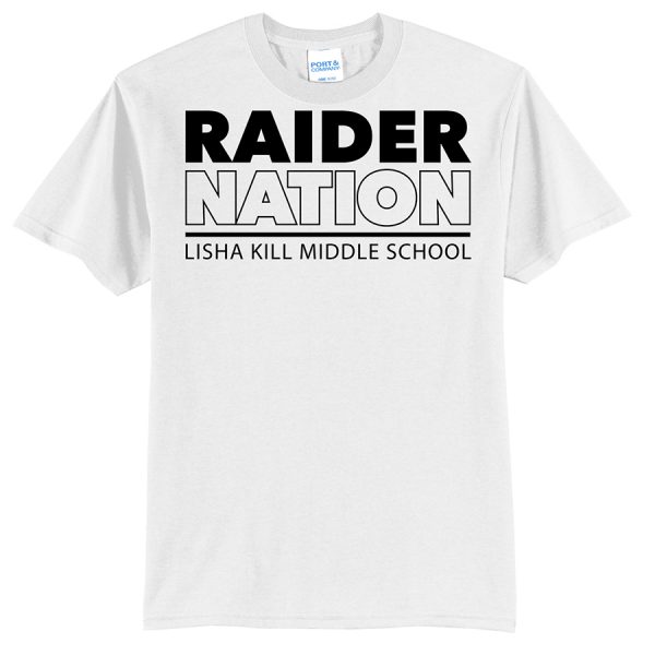 White Raider Nation Port and Company Youth Core Blend Tee