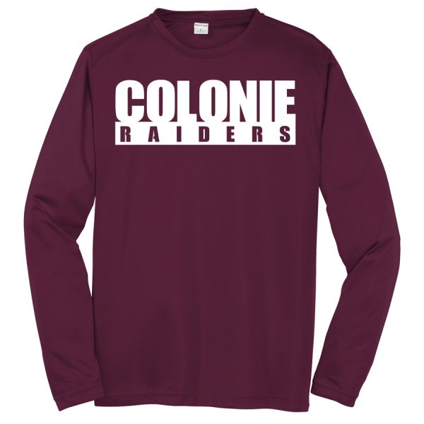 Maroon Colonie Raiders Long Sleeve Performance Cooling Tee