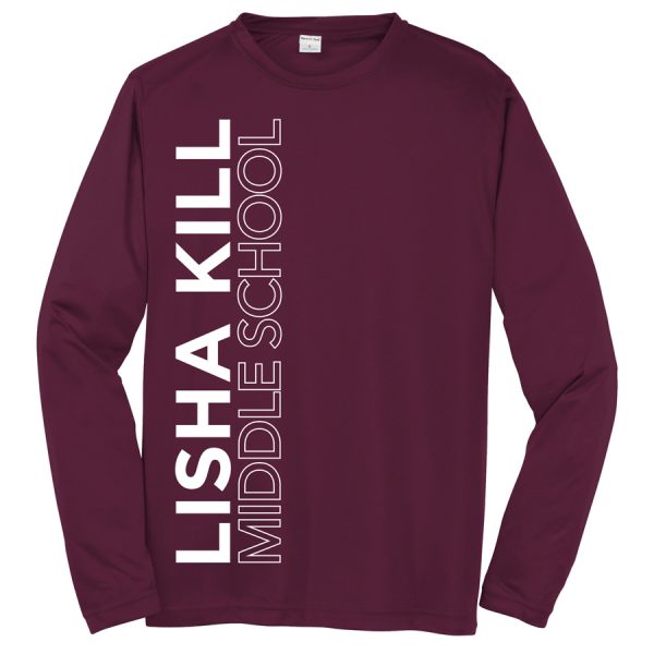 Maroon Lisha Kill (vertical) Long Sleeve Performance Cooling Tee