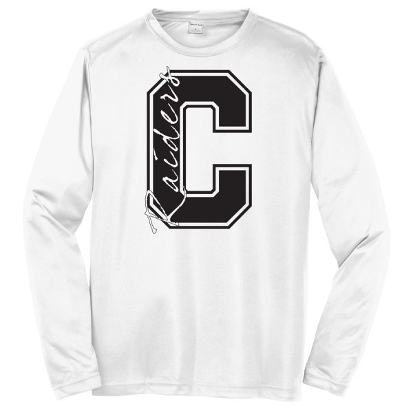 White C Raiders Long Sleeve Performance Cooling Tee