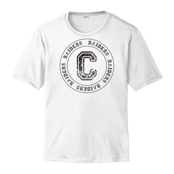 White C Raiders Circle Youth Performance Cooling Tee