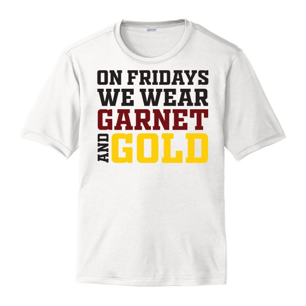 White Garnet And Gold Youth Performance Cooling Tee