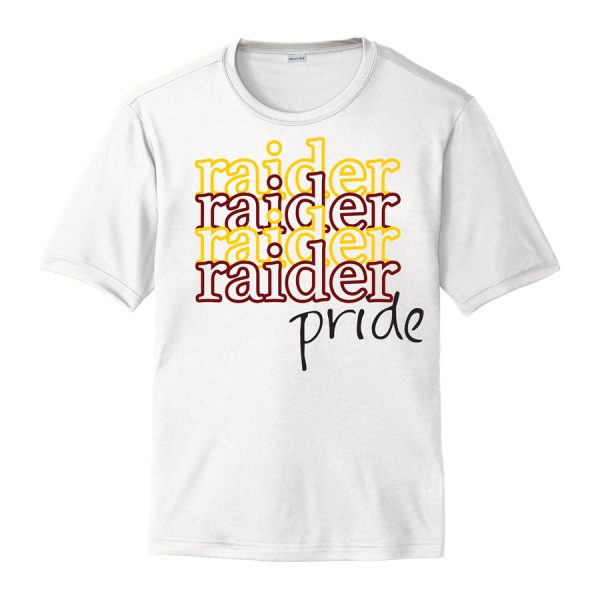 White Raider Pride Youth Performance Cooling Tee