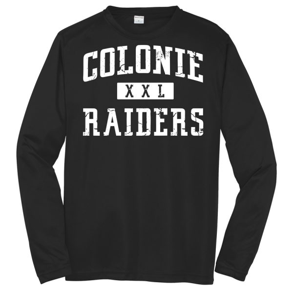 Black Colonie Raiders XXL Youth Long Sleeve Performance Cooling Tee