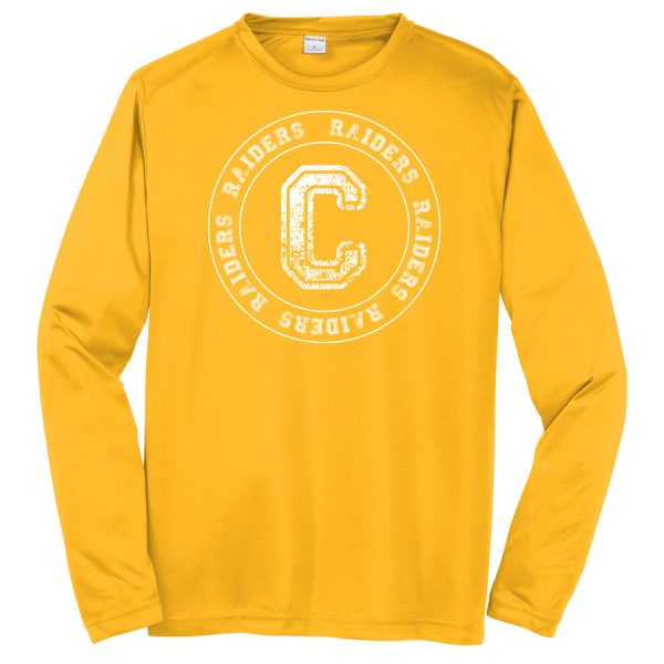 Gold C Raiders Circle Youth Long Sleeve Performance Cooling Tee