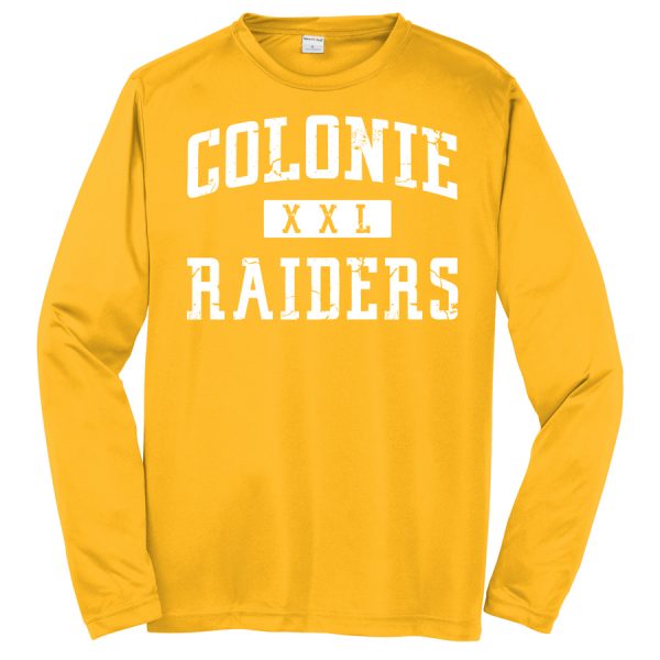 Gold Colonie Raiders XXL Youth Long Sleeve Performance Cooling Tee