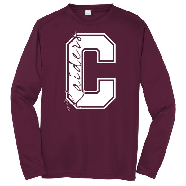 Maroon C Raiders Youth Long Sleeve Performance Cooling Tee