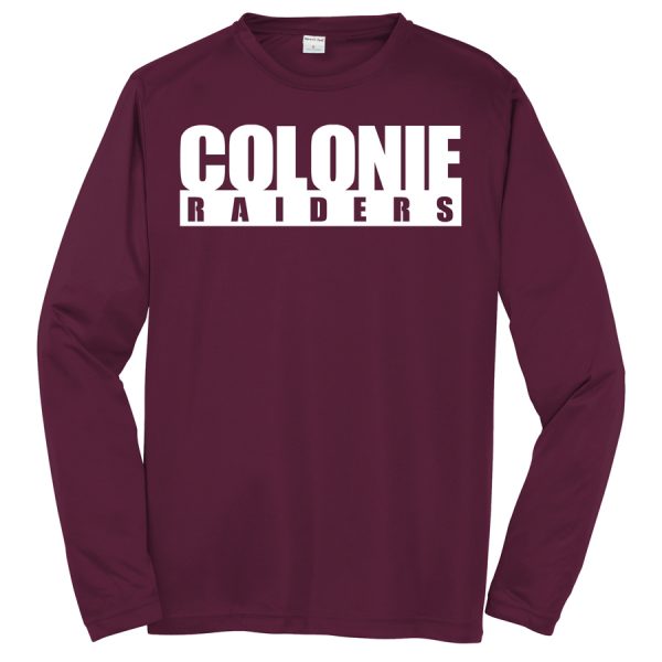 Maroon Colonie Raiders Youth Long Sleeve Performance Cooling Tee