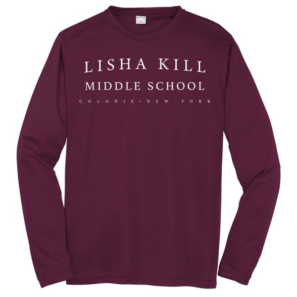 Maroon Lisha Kill (horizontal) Youth Long Sleeve Performance Cooling Tee