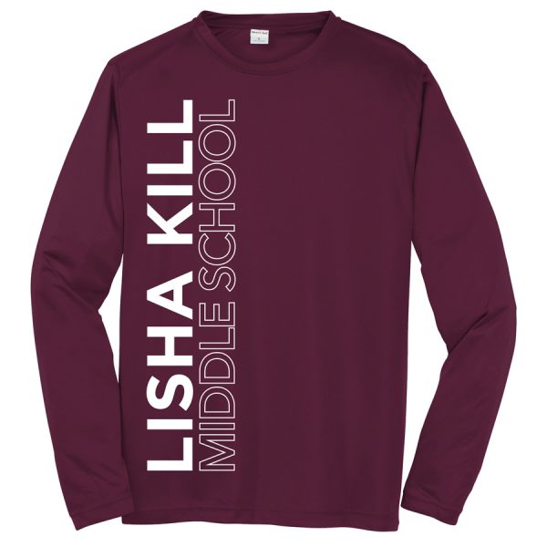 Maroon Lisha Kill (vertical) Youth Long Sleeve Performance Cooling Tee