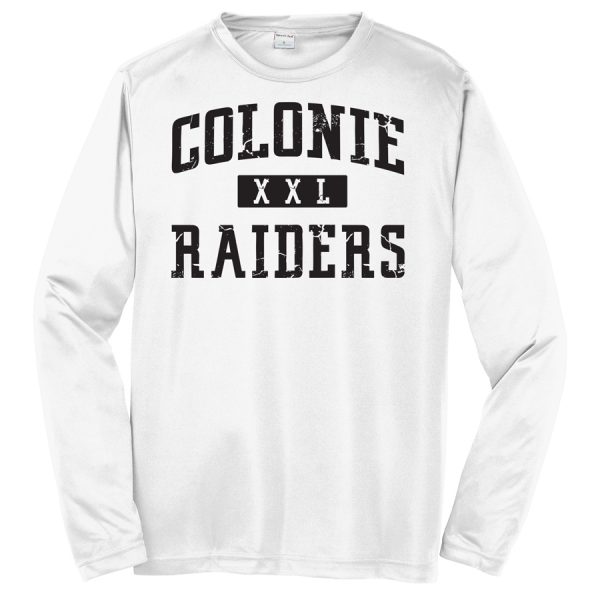 White Colonie Raiders XXL Youth Long Sleeve Performance Cooling Tee