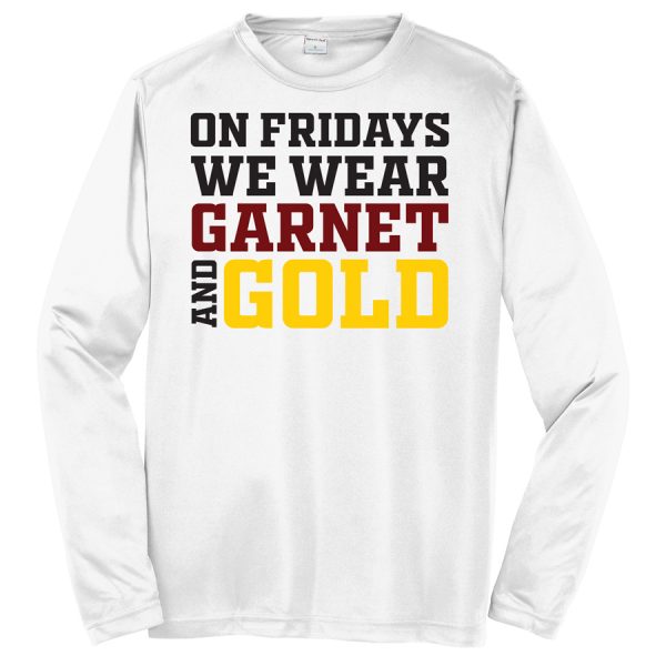 White Garnet And Gold Youth Long Sleeve Performance Cooling Tee