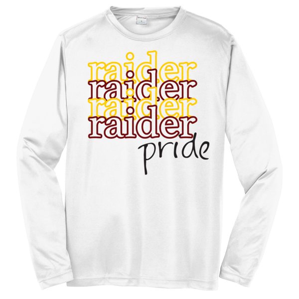 White Raider Pride Youth Long Sleeve Performance Cooling Tee